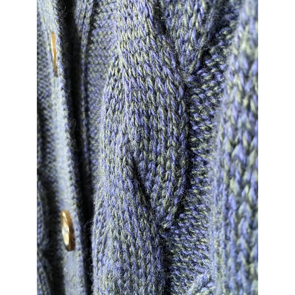 Paul Costelloe Mens SMALL Blue Cable Knit Cardigan Longline Button Front Sweater - Picture 3 of 5
